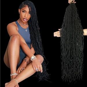 Elegant Black Faux Locs Hair Extensions
